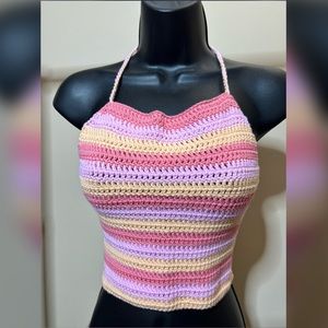 Tie back crochet halter top